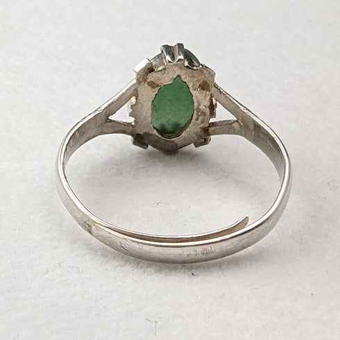 British vintage jewelry jade sterling silver ring, free size